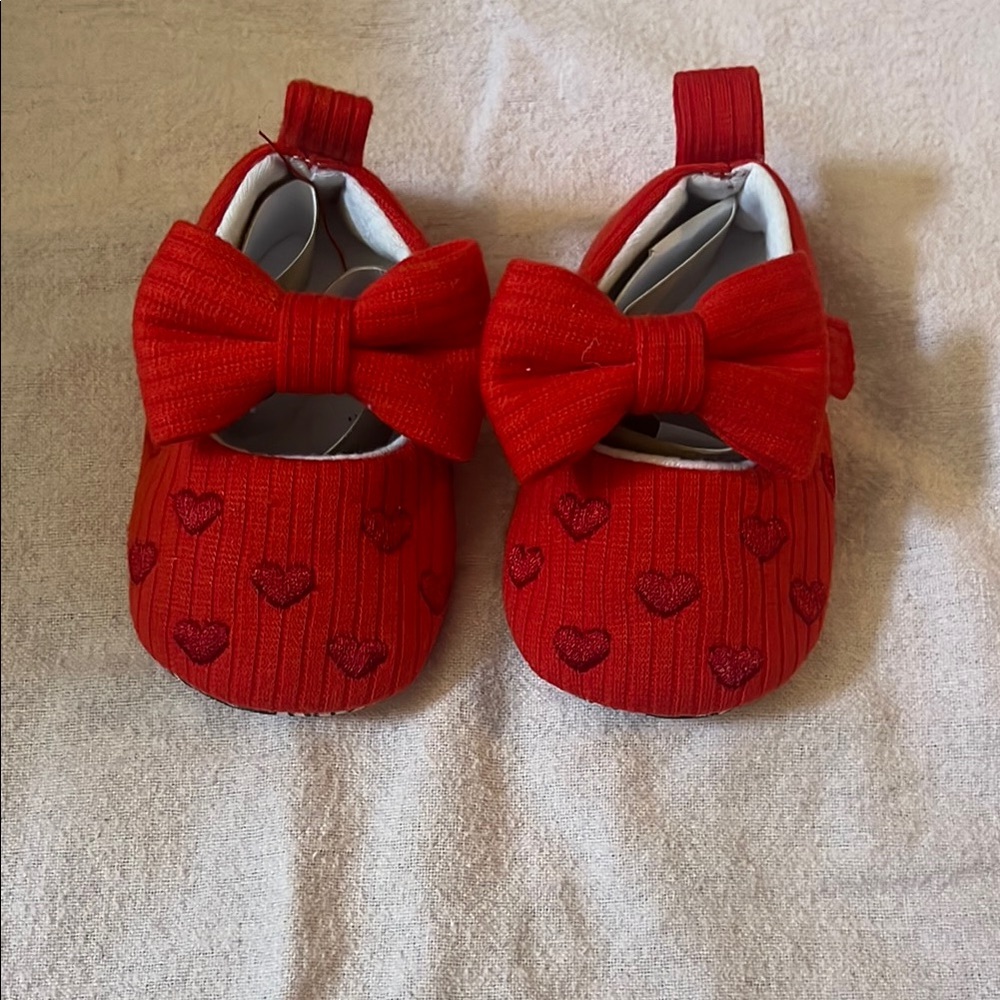 Red Bow Heart Kids Shoes